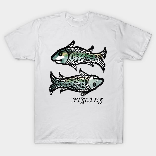 Pisces - Medieval Astrology: T-Shirt by The Blue Box